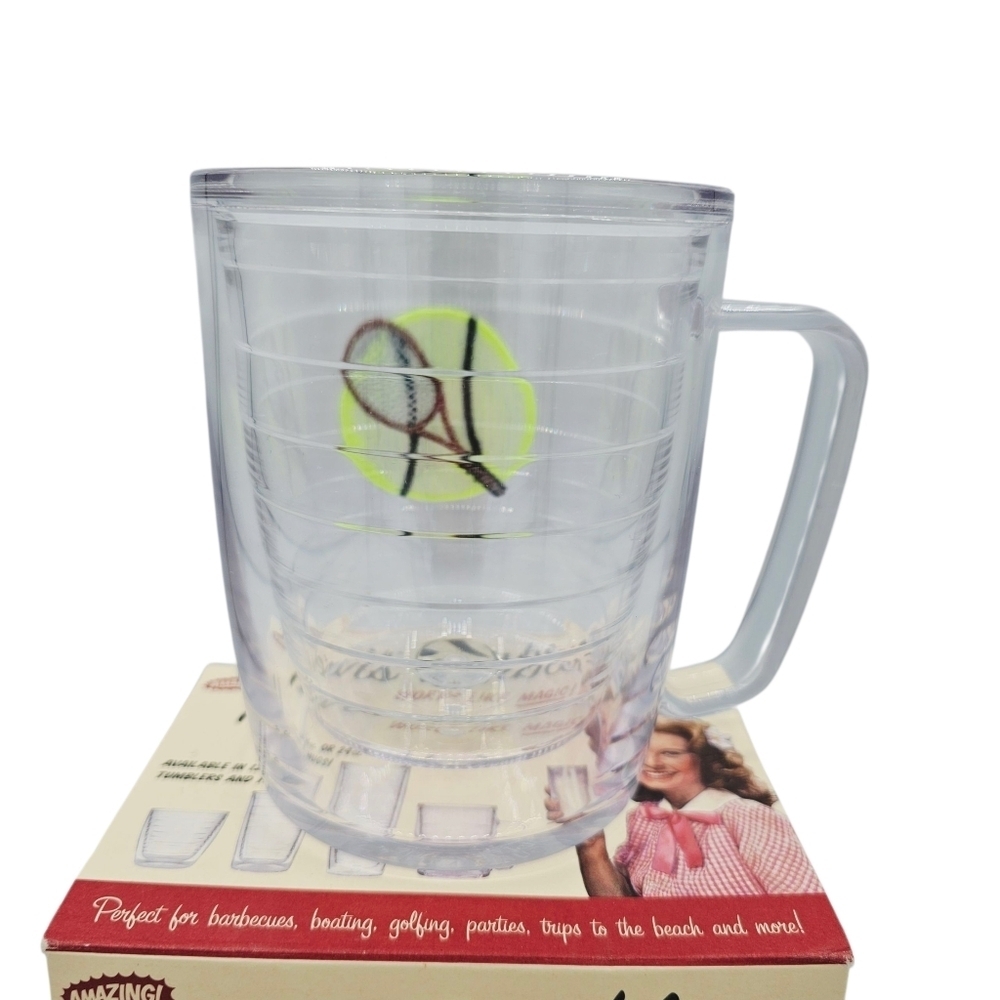 Vintage Tervis Tumbler Mug 17oz Double-Walled Insulated Tennis Patch New - Picture 6 of 13